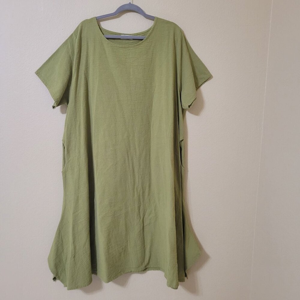 Anysize Womens Dress Linen/Cotton Asymmetric Beachy Lagenlook Over sized‎